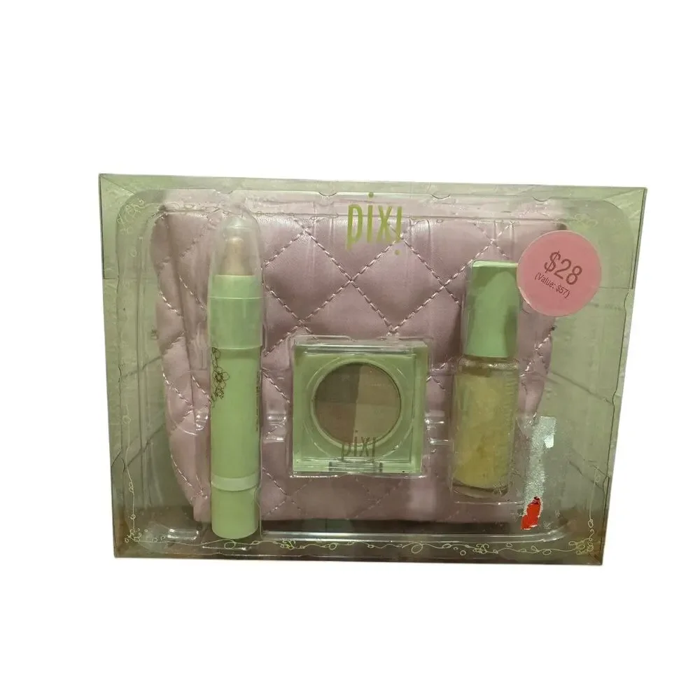 Pixie By Petra Daylight Glow Collection Eyeshadow Quad Brilliance Balm Bag